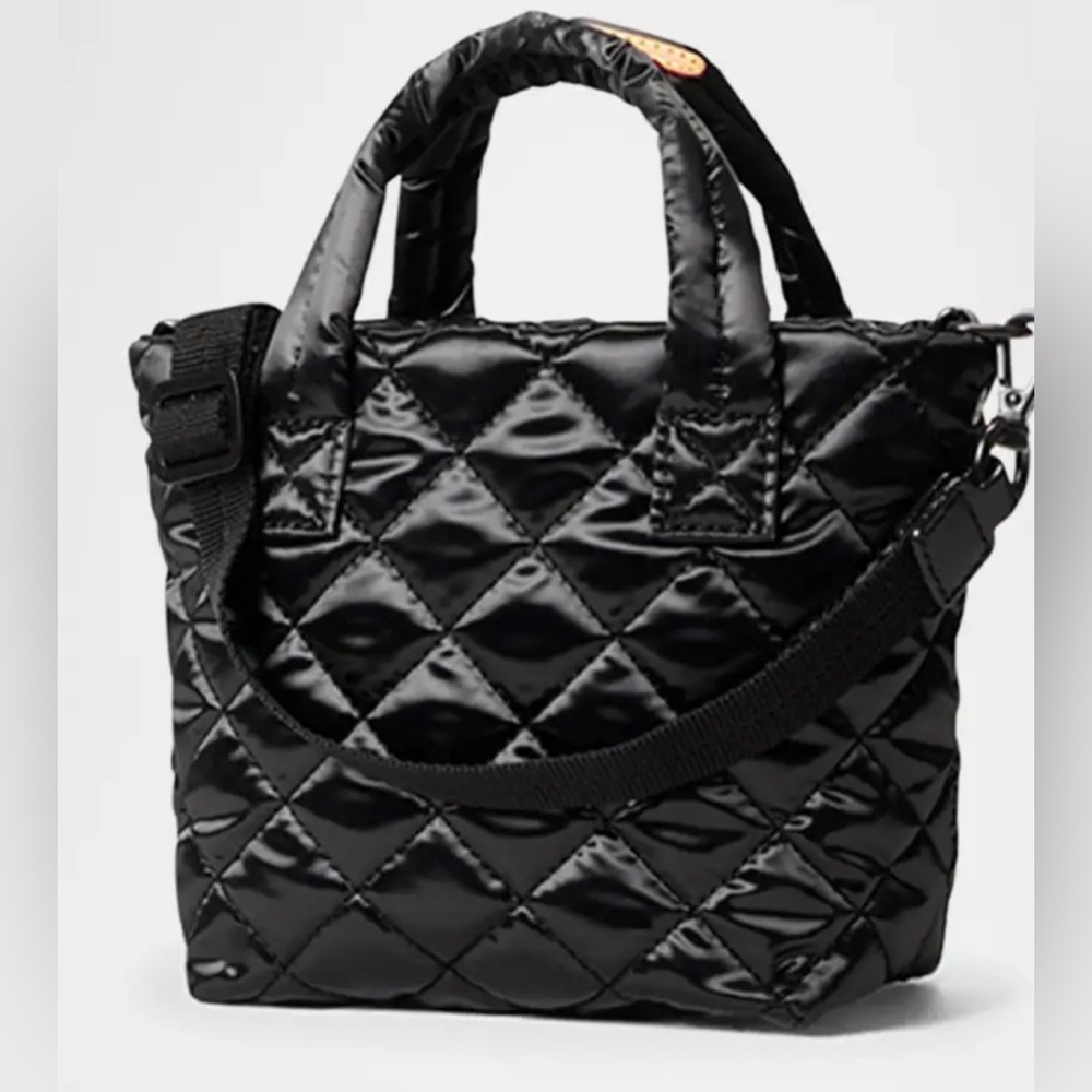 MZ Wallace Petite Metro Tote Deluxe in Black Liquid BNWT